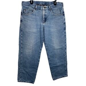 L.L.Bean Double L Men's Blue Denim Lined Jeans Natural‎ Fit Straight Light Wash